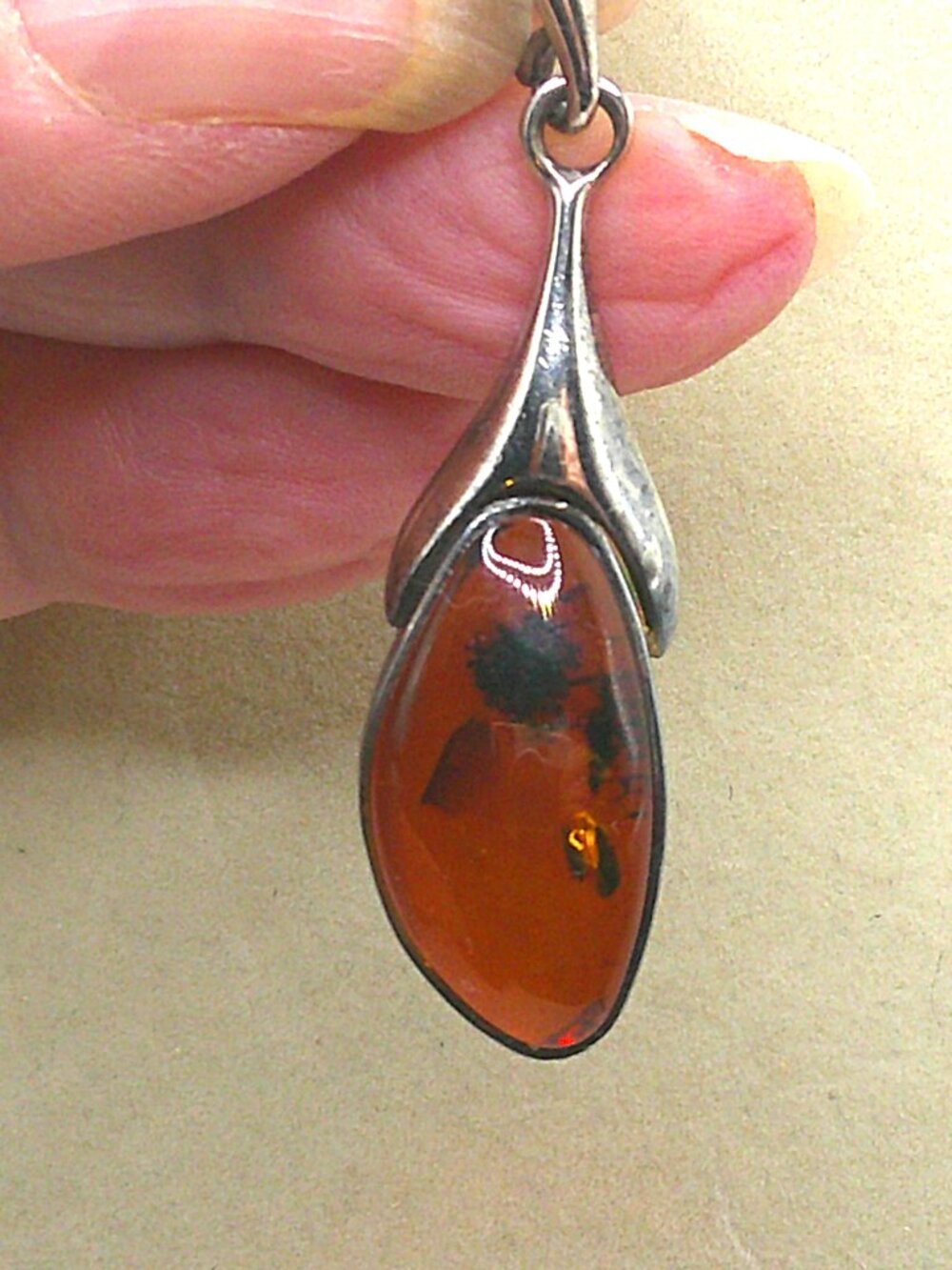 Amber and Sterling Silver Pendant - Picture 5 of 6